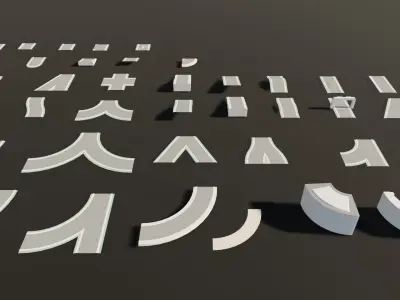 module road cartoon Low-poly 3D model