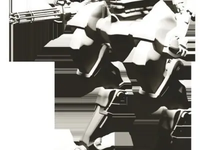 Gatling Mech Low-poly 3D model