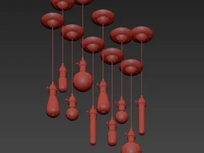Vintage group of balls hanging from ceiling 3D model