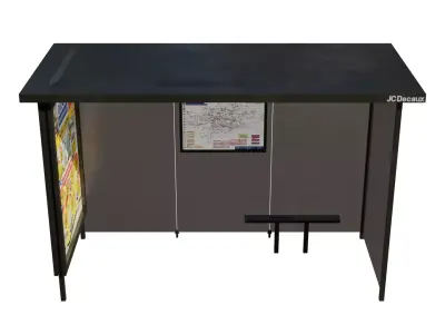 Low Poly Realistic Bus Stop with Textures Low-poly 3D model