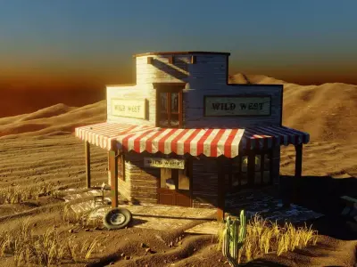 wild west saloon made in blender 3D model