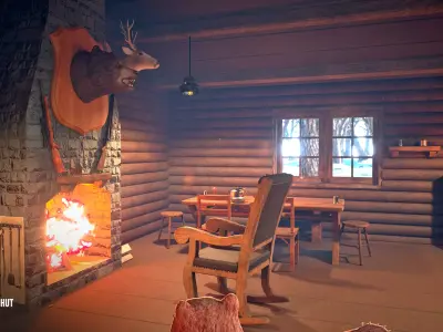 Hunters hut - modular house and props 3D model