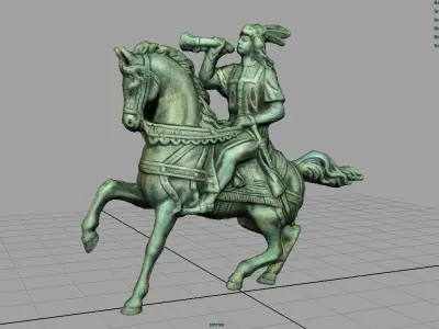 EQUESTRIAN STATUE Low-poly 3D model