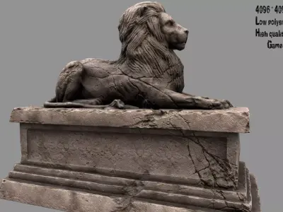 Lion Statue 20 Low-poly 3D model