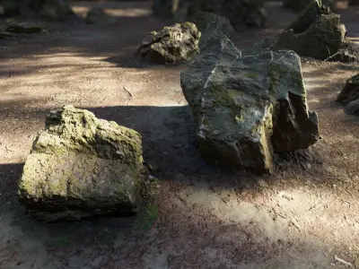 Mossy Forest Rocks Pack 3D model