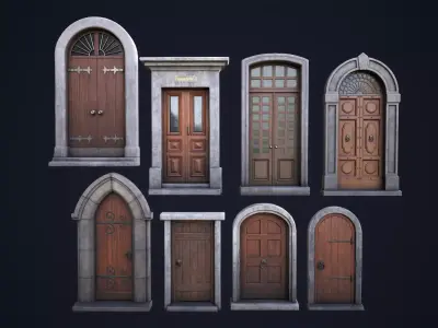 Set of front doors 3D Model Pack