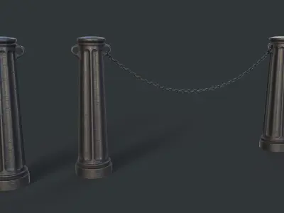 Street Bollard 07 PBR Game Ready Low-poly 3D model