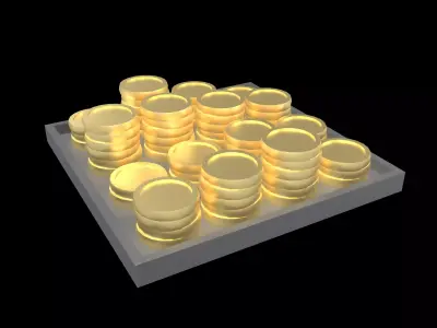 Plate of Coins v1 001 Low-poly 3D model