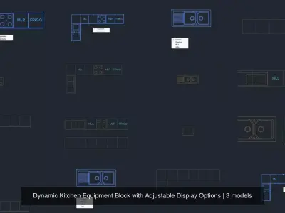Dynamic Kitchen Equipment Block with Adjustable Display Options 3D Model Pack