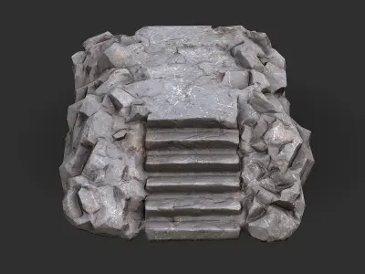 Stairs stone staircase 02 Low-poly 3D model