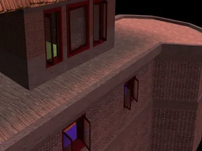 Advance 3d House 3Floors Windows and Doors  Free low-poly 3D model