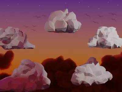 Low Poly Stylized Cumulus Clouds Pack 1 Low-poly 3D model