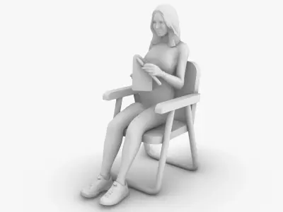 Woman knitting 3D print model