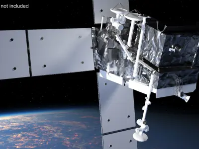  Modern Space Satellite with Solar Panels 
