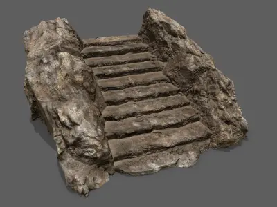 Stairs rock Low-poly 3D model purchase