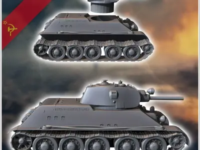 T-34 76 M1940 Model 1940 T-3476A with front headlight - Soviet a 3D print model