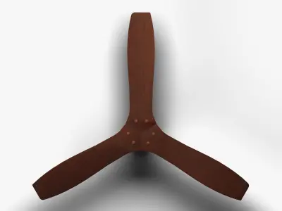 Wooden Ceiling Fan 3d Model Low Poly Low-poly 3D model