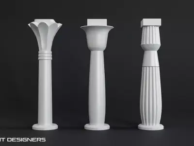 Egyptian Column Pack Low-poly 3D model