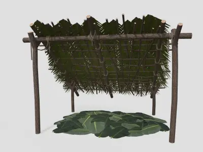 Lowpoly Castaway Shelter  Low-poly 3D model