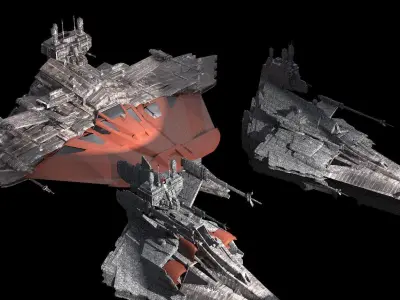 Heavy Space Carrier Ships 3 designs 3D model