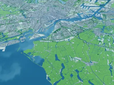 Amsterdam with Terrain 3D model