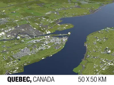 Quebec Canada 50x50km 3D City Map 3D model