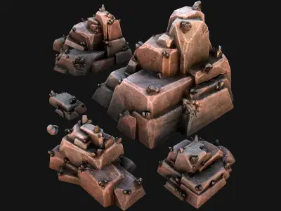 Tin Ores Deposits Minerals Metal Mine Low-poly 3D model