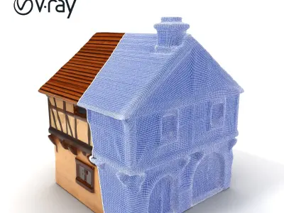 Medieval HalfTimbered House Model Pack Low-poly 3D model