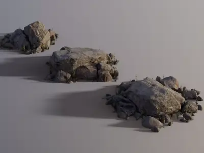 Rock assembly set large Low-poly 3D model