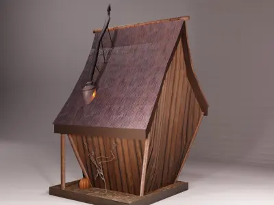 Tiny Forest House Sauna Built Low-poly 3D model