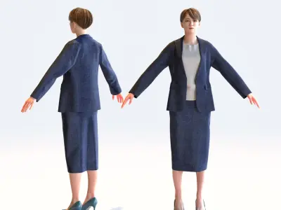  A Pose Asian Business Woman Collection - 5 Models x 5 color variations 