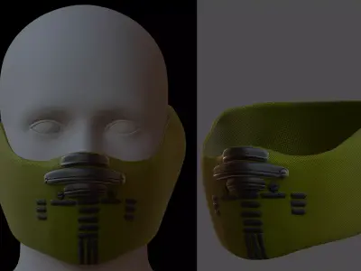 Gas mask helmet 3d model scifi Low-poly  Low-poly 3D model