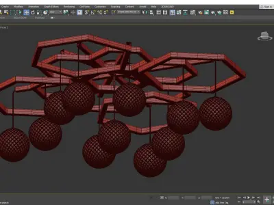 HEXAGON CHANDELIER WITH BALLOTTON SPHERES Low-poly 3D model