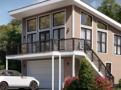 Modern Double-Story House with Garage Workshop SketchUp AutoCAD Free 3D model