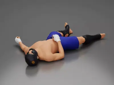 Defeated fighter lying on the floor after the battle 3D print model