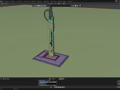 Sci-Fi Utility Pole - Sleek Illumination for Futuristic Low-poly 3D model