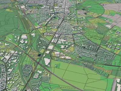 Karlsruhe Germany 30x30km 3D City Map 3D model