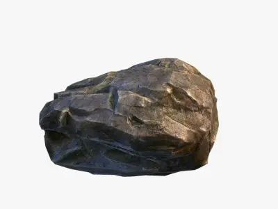 Mossy Boulder 4 Low-poly 3D model