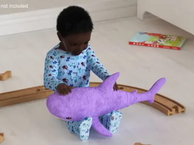  Little Toddler with Stuffed Shark Toy 