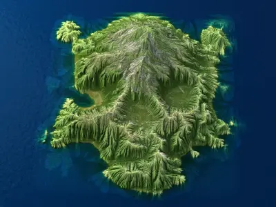 Tropical Island Terrain 10 skull Low-poly 3D model