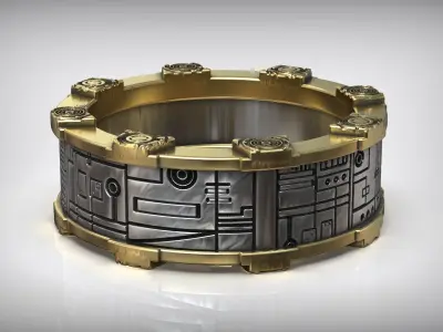 Cyber Punk Sci Fi Wedding Band 3D print model