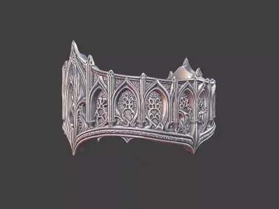 gothic scrollwork ring silver 3D print model