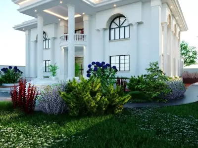 3D Architectural Model Luxury Classical Villa  High-Quality Low-poly 3D model
