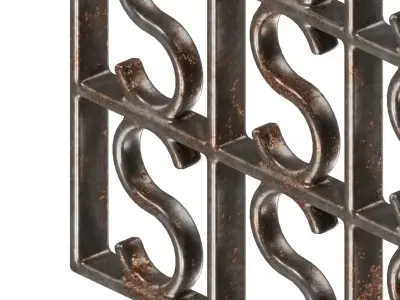 Rusty Steel Arch Window Grill 3D model
