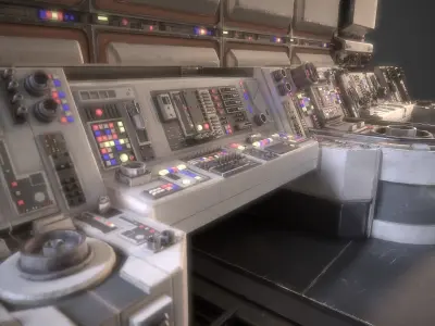Sc-Fi Computer Console Kit Low-poly 3D model