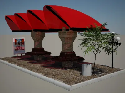 Bus stop Low-poly 3D model