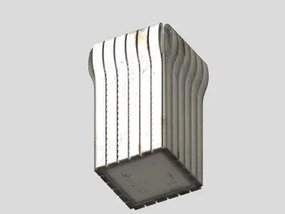 Box type open trash can with cage Low-poly 3D model