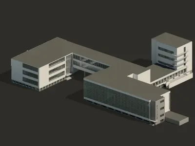 Bauhause building in middle of desert 3D model