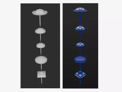 Forged iron metal nails set iron tools bolts 3D Print Low-poly 3D model