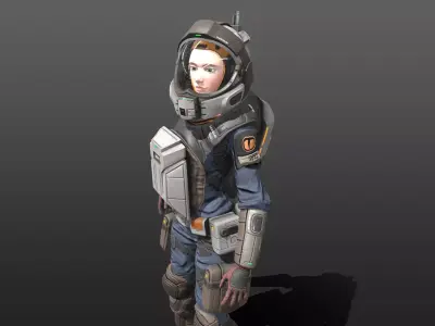 Space Marshal Female Low-poly 3D model